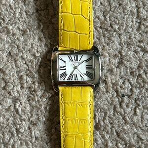 Talbots women’s‎ vintage retro genuine leather yellow adjustable wristwatch